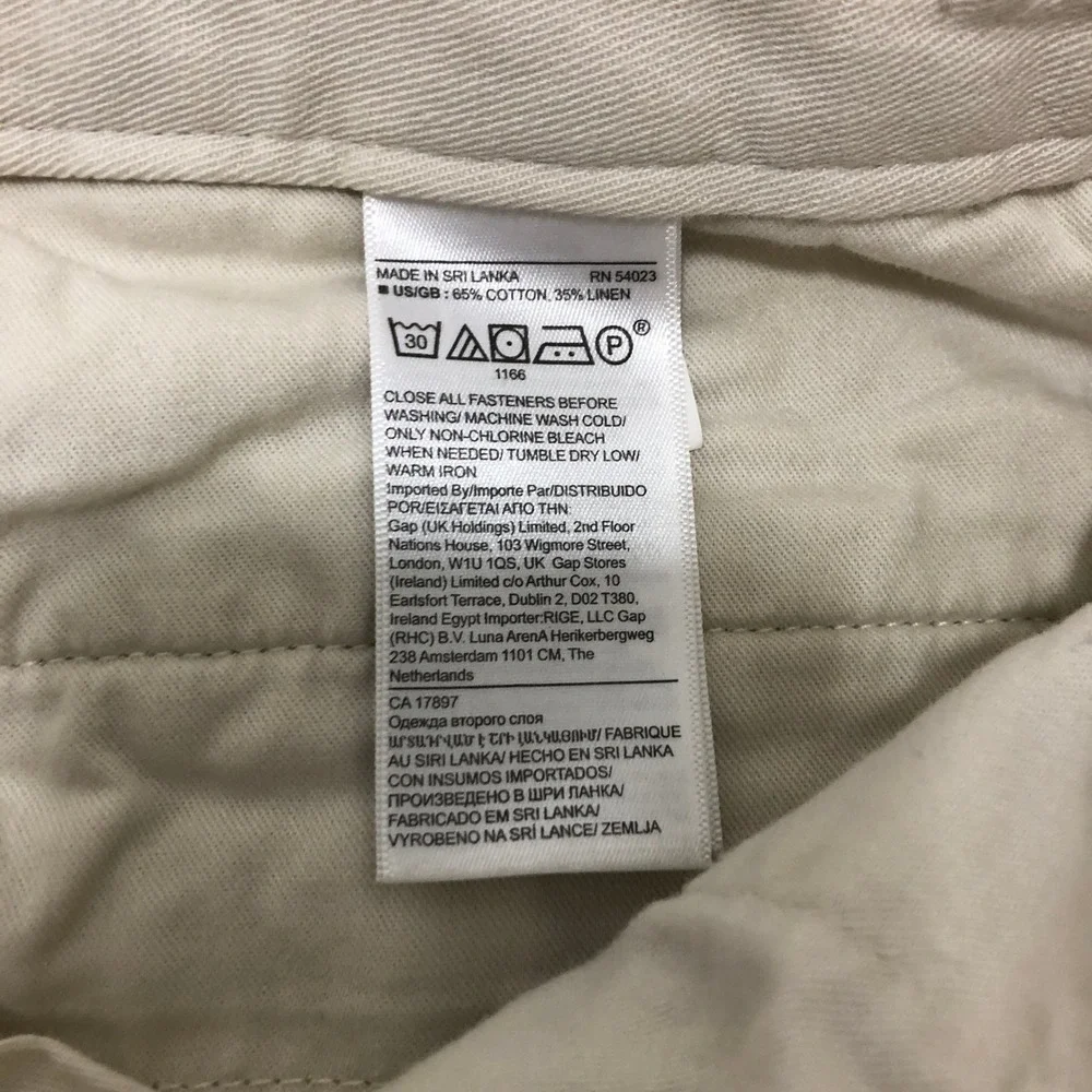 Banana Republic Cream Cotton Linen High Waist Cargo Pants Buckle Detail Size 2